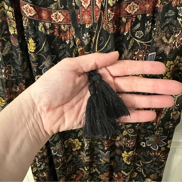 Frye & Co. Women’s Long Sleeve Black Floral Boho Flowy V Neck Dress Sz XXL GUC - Picture 5 of 11